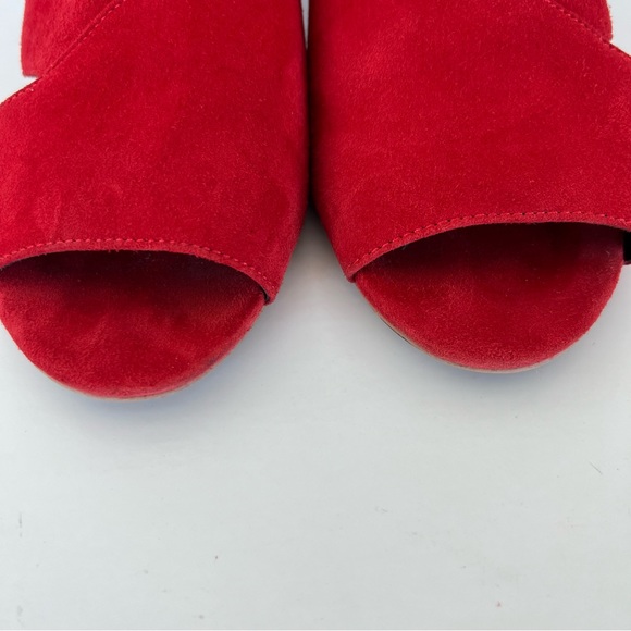 REBECCA MINKOFF Ingrid Red Suede Open Toe Slip On Heels Sandals Mules Sz 8 M - Picture 14 of 15
